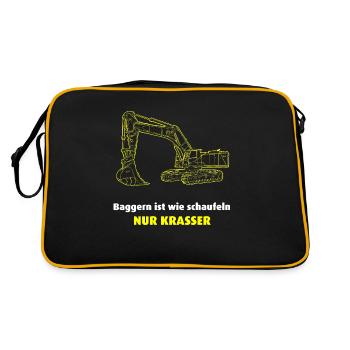 Bagger, Baggern ist krasser - Retro Tasche - Schwarz/Gold - Hinten