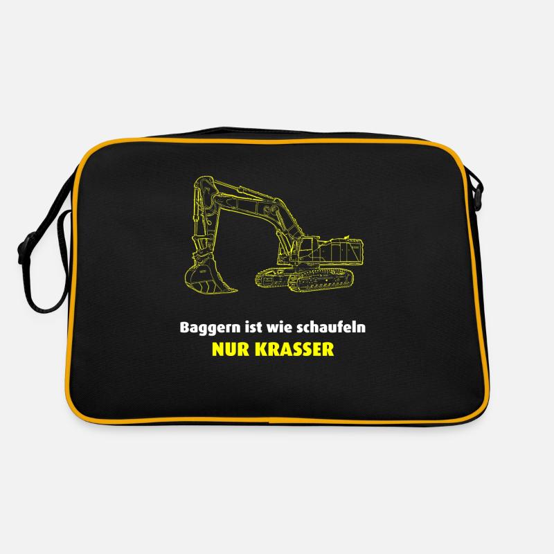 Bagger, Baggern ist krasser - Retro Tasche - Schwarz/Gold