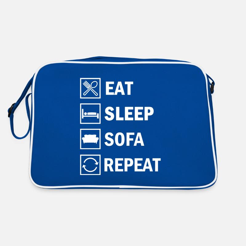 Eat Sleep Sofa Repeat funny Quote Saying Retro Bag