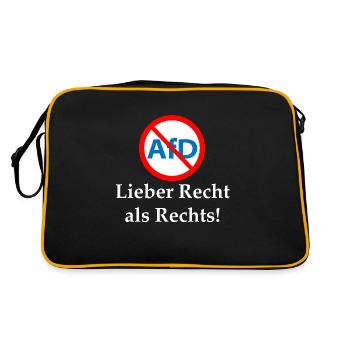 Gegen AfD! Recht statt Rechts - Retro Tasche - Schwarz/Gold - Hinten