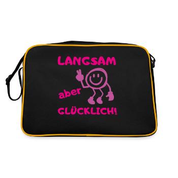 muddy run langsam glücklich Lauf Team Motto Shirt - Retro Tasche - Schwarz/Gold - Hinten