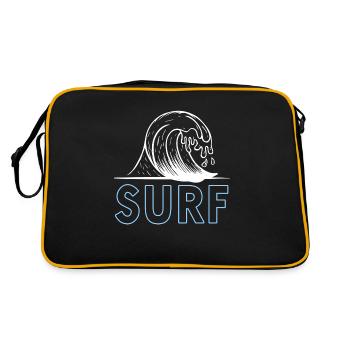 Ride The Waves Classic Surfing T-Shit Present Gift - Retro Bag - black/gold - Back