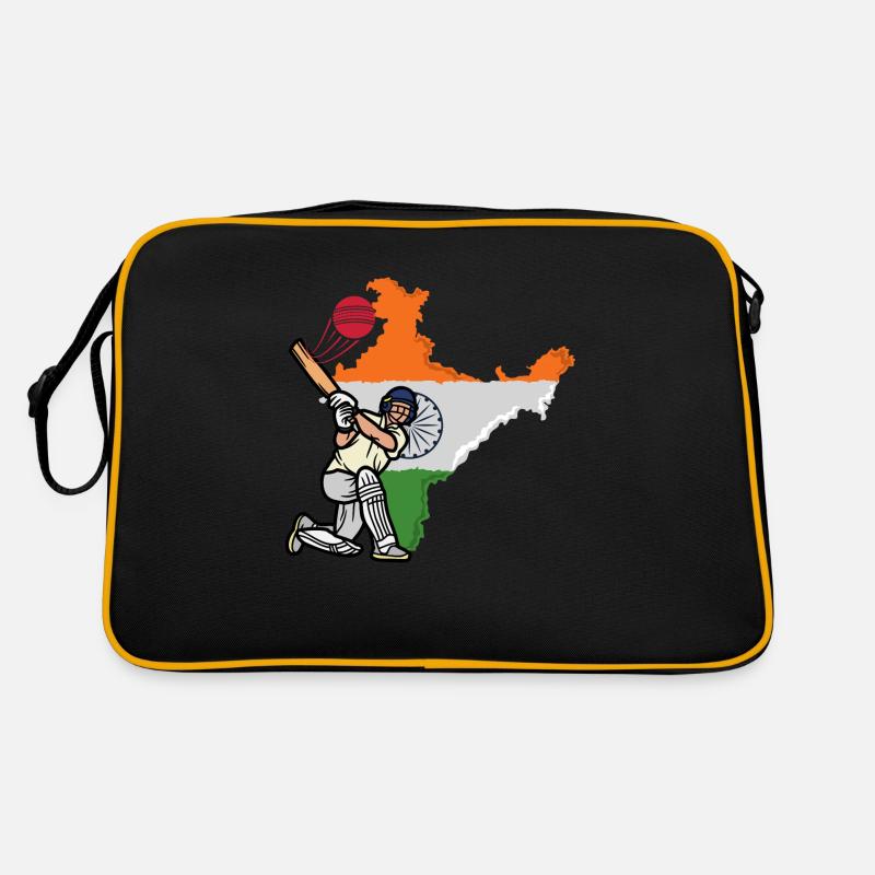 Match de cricket - Inde cricket -Drapeau de l’Inde avec cr - Sac Retro - noir/or