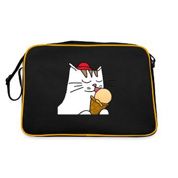 Cat with ice cream - Retro Bag - black/gold - Back