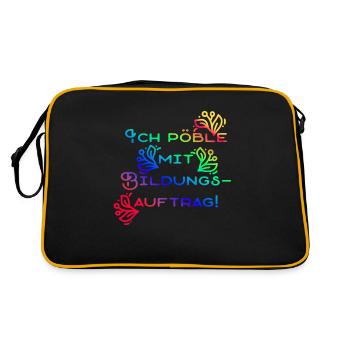 Der blumige Bildungsauftrag - Retro Tasche - Schwarz/Gold - Hinten
