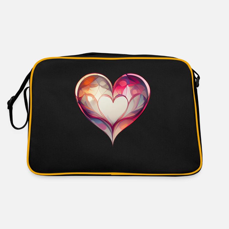 Herz - Retro Tasche - Schwarz/Gold