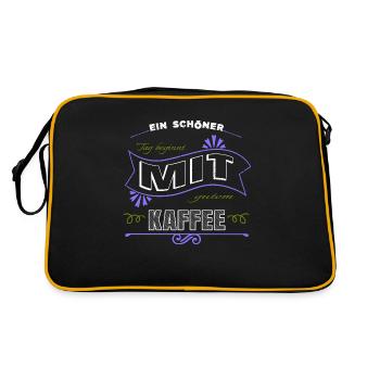 kaffeebecher arbeiten frühstück kaffeetrinker - Retro Tasche - Schwarz/Gold - Hinten
