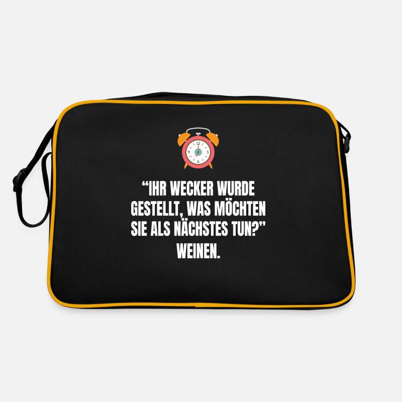 ihr Wecker wurde gestellt, Weinen, heulen, Müde Retro Tasche