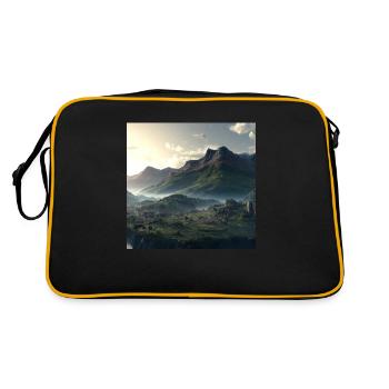 Beautiful mountain landscape in the fog - Retro Bag - black/gold - Back