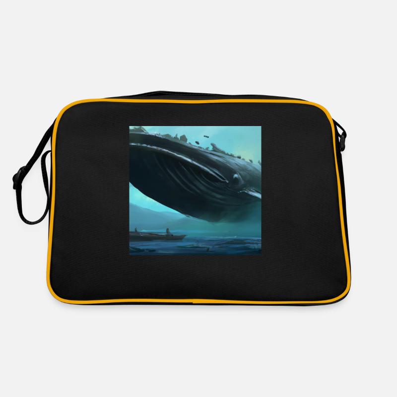 Whale floating in the sky - Retro Bag - black/gold