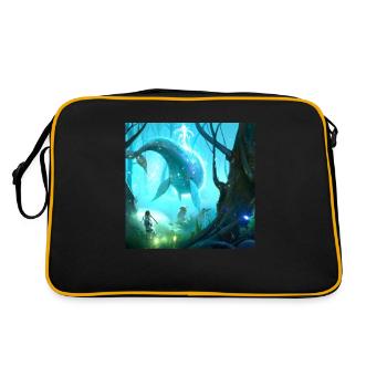 Flying whale in magical forest - Retro Bag - black/gold - Back