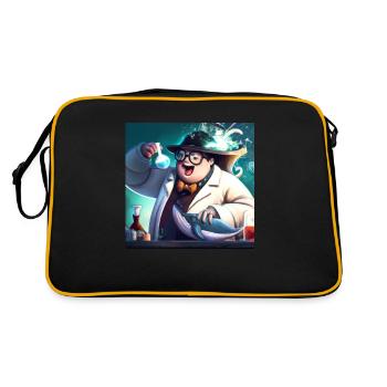 Mad scientist experimenting on a whale - Retro Bag - black/gold - Back