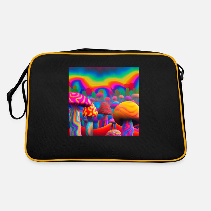Regenbogenpilzwald Retro Tasche