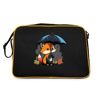 cute fox with umbrella - Retro Bag - black/gold - Back