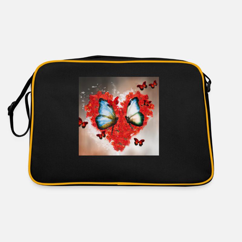 Schmetterlinge - Retro Tasche - Schwarz/Gold