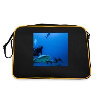 Plongeurs avec des requins - Sac Retro - noir/or - Dos