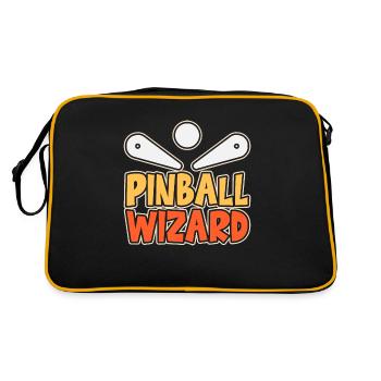 Pinball Wizard Flipperautomat Schriftzug Geschenk - Retro Tasche - Schwarz/Gold - Hinten
