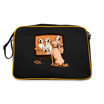 This dog loves to watch TV on TV - Retro Bag - black/gold - Back