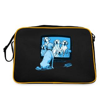 Série de regardes de chiens avec des chiots à la télévision - Sac Retro - noir/or - Dos