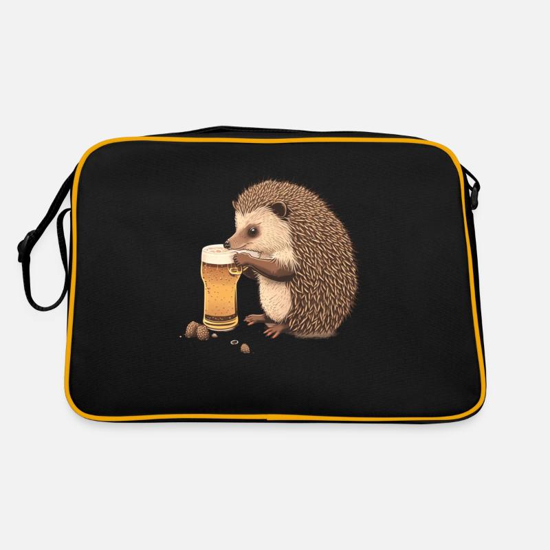Hérisson mignon avec de la bière Sac Retro