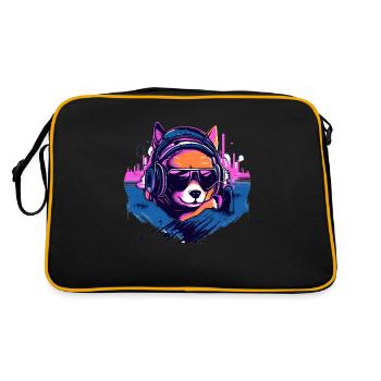 Shiba Inu in Synth Wave Style - Retro Bag - black/gold - Back
