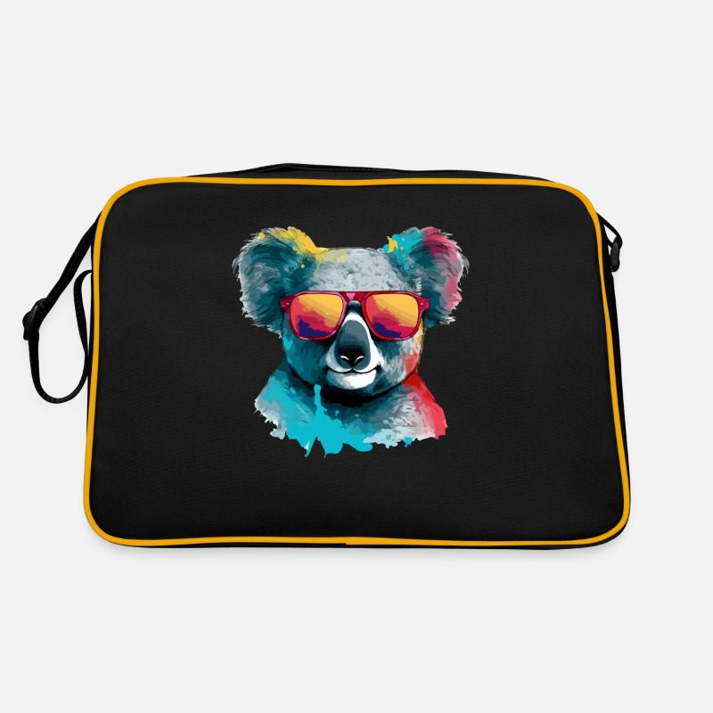 Koko, der Koala mit Brille - Retro Tasche - Schwarz/Gold