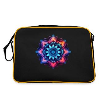 Mandala colorful flower neon - Retro Bag - black/gold - Back