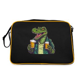 Alligator dangereux et frais avec de la bière - Sac Retro - noir/or - Dos