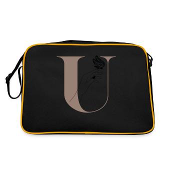 Buchstabe U Magischer Schmetterling - Retro Tasche - Schwarz/Gold - Hinten