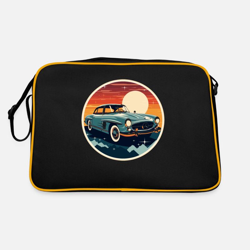 oldtimer Klassik - Retro Tasche - Schwarz/Gold