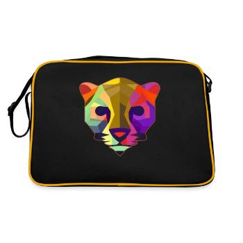 Mehrfarbiger stilisierter Panther - Retro Tasche - Schwarz/Gold - Hinten