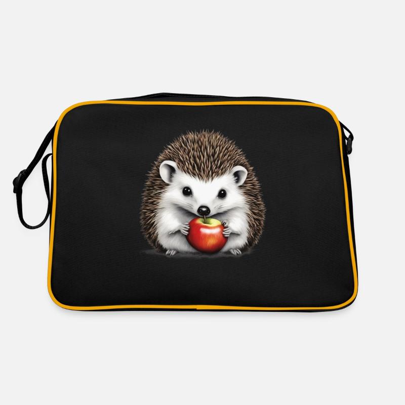 Igel mit Apfel 2 Retro Tasche