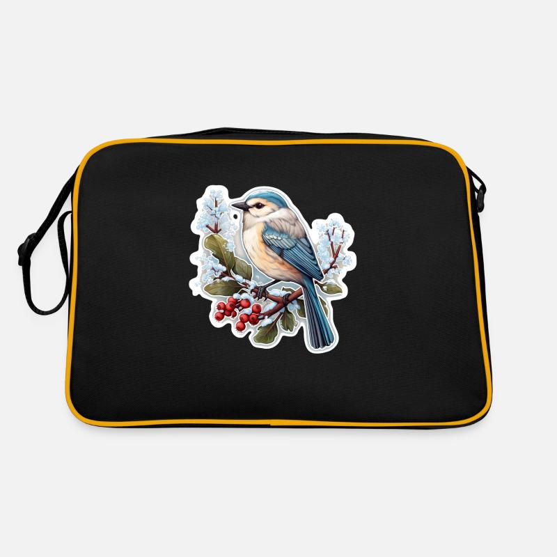 Vogel im Winter Retro Tasche