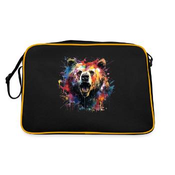 Grizzly bear in bright colors. Bear Design - Retro Bag - black/gold - Back