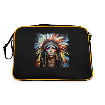 Femme Indienne Tête Indienne Chef Indien Épouse - Sac Retro - noir/or - Dos