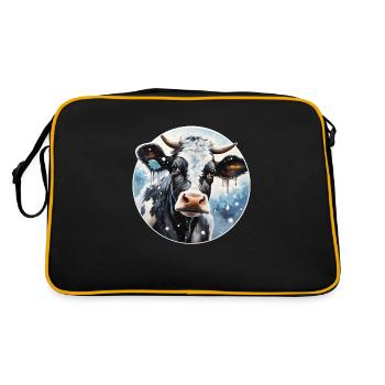 Winter Art Kuh - Retro Tasche - Schwarz/Gold - Hinten