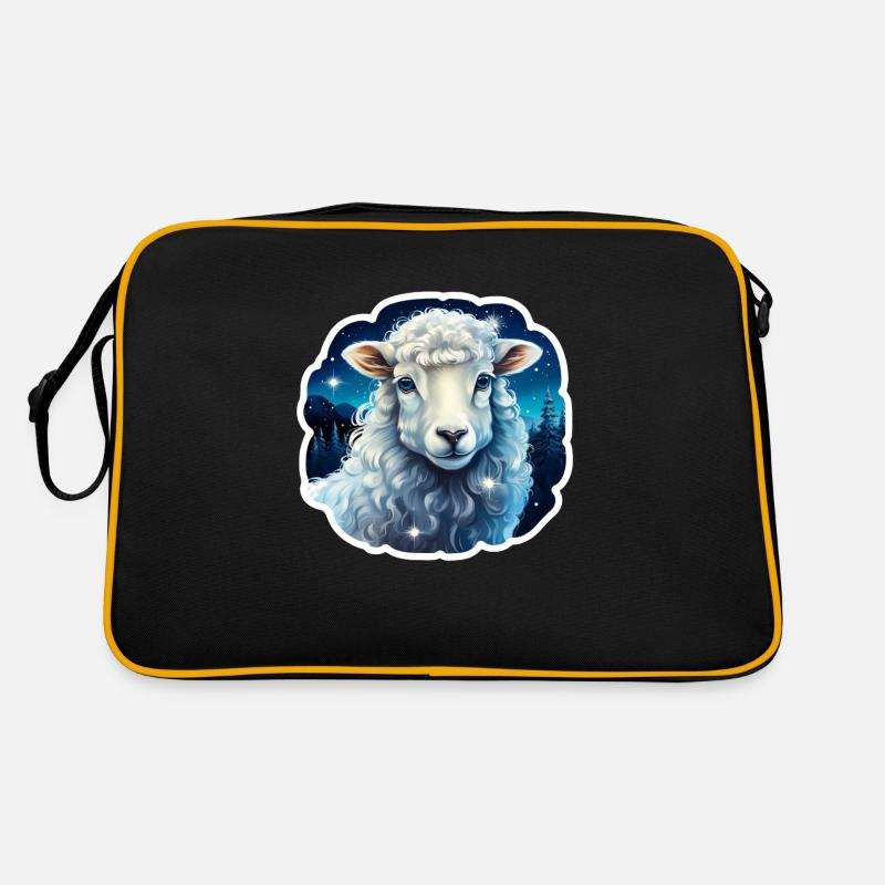 Winternachtsschaf - Retro Tasche - Schwarz/Gold