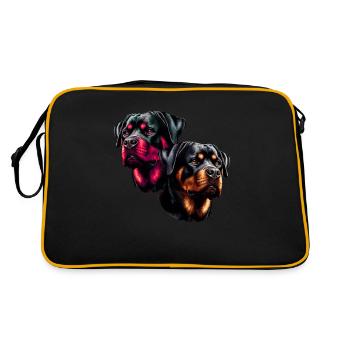 Rottweiler, chiens, tête de chien, chien de garde, chien de pedigree, - Sac Retro - noir/or - Dos