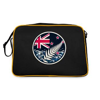 Neuseeland Aotearoa Kiwi 20 - Retro Tasche - Schwarz/Gold - Hinten