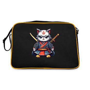 Samurai-Katze #40 - Retro Tasche - Schwarz/Gold - Hinten