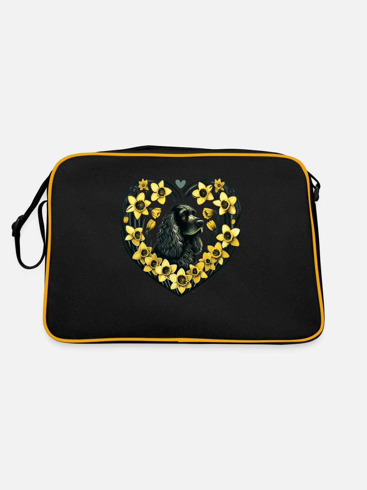 Black Cocker Spaniel - Retro Bag - black/gold - Back