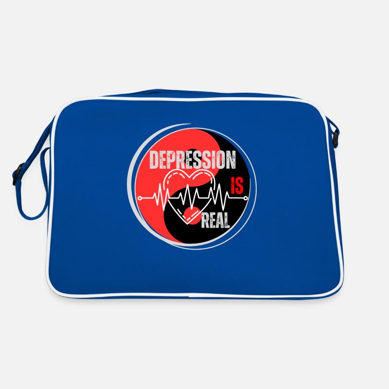 Designe "Depression is real" rot schwarz Retro Tasche