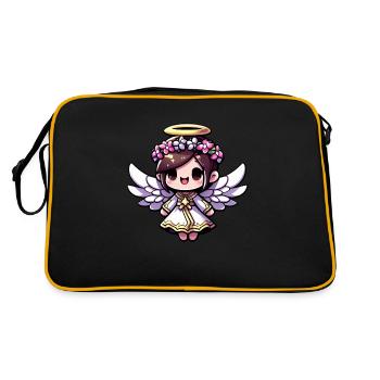 Ethereal Angelic Chibi - angel, cute, adorable - Retro Bag - black/gold - Back