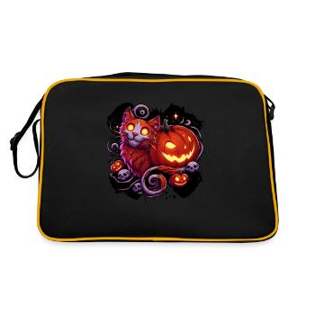 Mystical Cat & Glowing Pumpkins - Retro Bag - black/gold - Back
