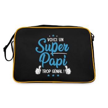 Super Papi Papy trop génial cadeau grand père - Sac Retro - noir/or - Dos