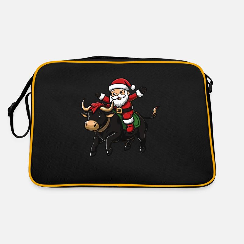 Stier Weihnachtsmann Cartoon Retro Tasche