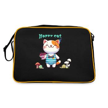 Cute cat - Retro Tasche - Schwarz/Gold - Hinten