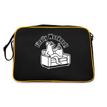 Chien sur un canapé - « Enfin le week-end ! » Concevoir - Sac Retro - noir/or - Dos