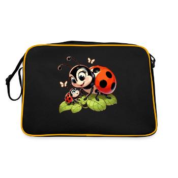 Ladybug mother plays with child - Retro Bag - black/gold - Back