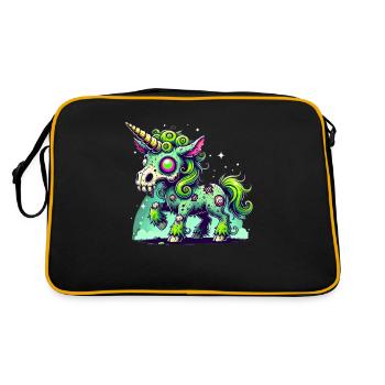 Zombie Unicorn, Zombiecorn, Unicorn, Horror - Retro Bag - black/gold - Back